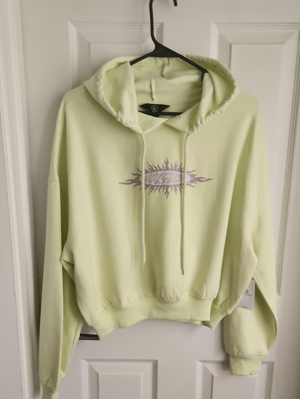 Volcom Beach Bum Crop Hoodie with Purple Flame Graphic